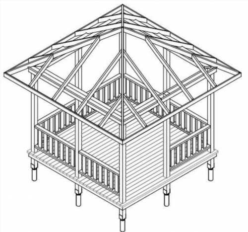 План квадратної дерев'яної альтанки