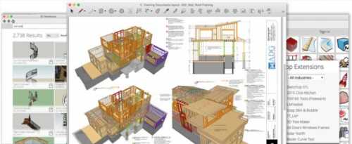 Google SketchUp можливо створювати ескізні проекти облаштування приміщення. Вони можуть стати основою для розробки повноцінного дизайн-проекту